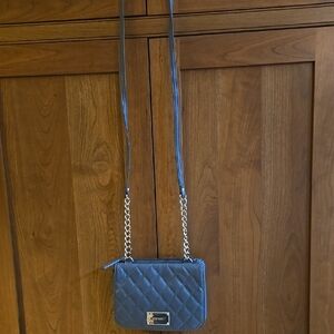 Nine West Quilted Gray Crossbody Bag with Silver Chain